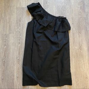 JCrew One Shoulder Linen Black Dress Sz Small